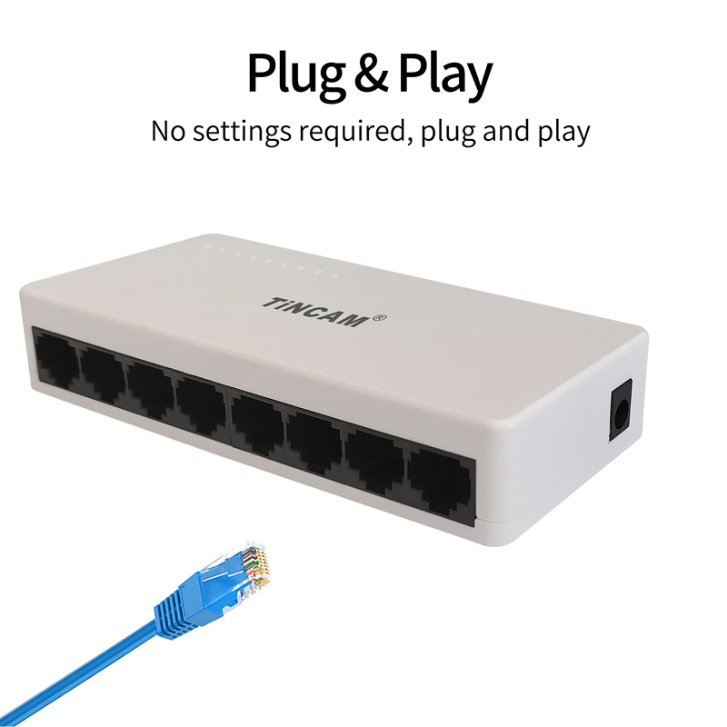 8 Port 10/100Mbps Fast Ethernet Switch Unmanaged Desktop Network Switch Plastic Housing Plug and Play TBC-S4008ES