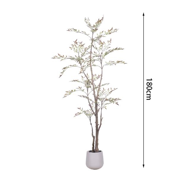 Wholesale Bonsai Red Green Variegated Artificial Plant Nandina Greenery Silk Heavenly Bamboo For Garden Outdoor Decor