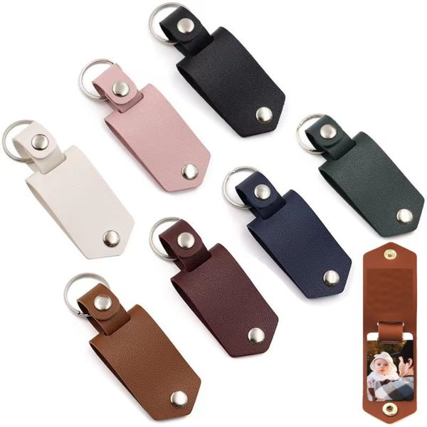 Custom Leather Key Chain Sublimation Metal Keychain With Printable Aluminum Sheet