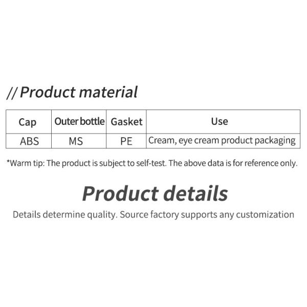 Material del cuello Vidrio de loción acrílico de doble pared Contenedor con tapa redonda para crema facial y crema para ojos