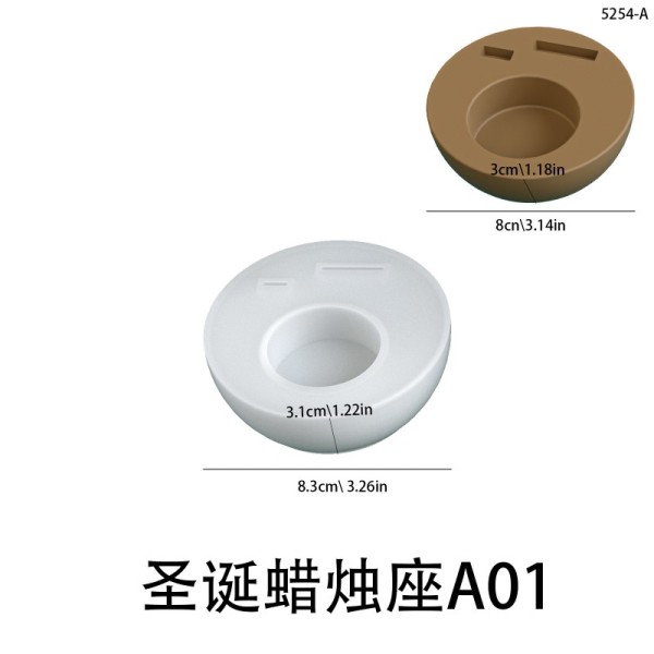 DIY Christmas Round Gypsum Candle Cup Ornament Christmas Tree Snowman Insert Board Base Silicone Mold