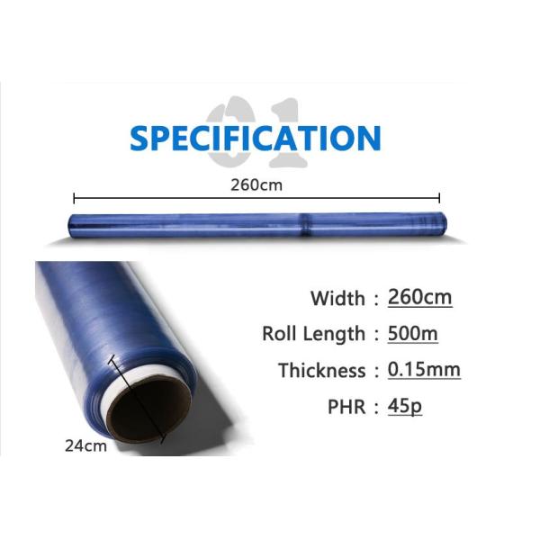 Soft Blue PVC Transparent Sheet Stretch Film For Raincoat Umbrella