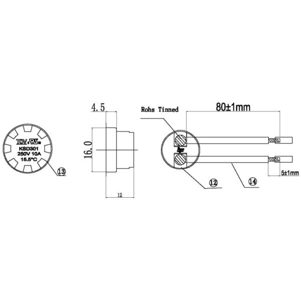 Single Pole Single Throw SPST Snap Disk Thermostat Switch For Pipeline Anti Freezing