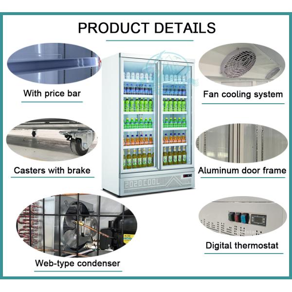 Supermarket Beverage Upright Showcase Chiller Soft Drink Cooler
