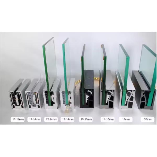 Balustrades Aluminum Profiles for Frameless Tempered Glass Railing