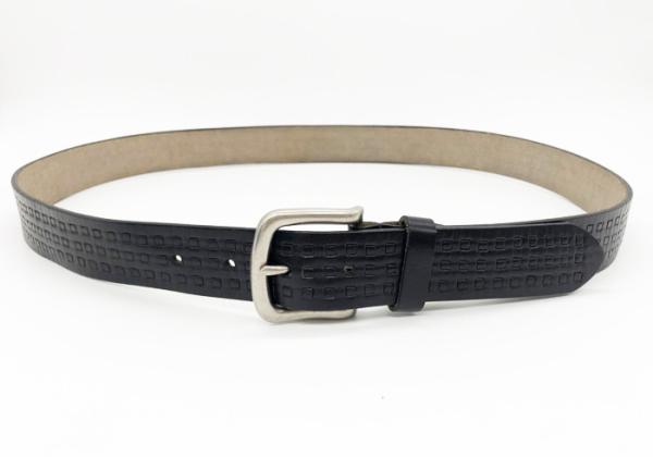 Foursquare Pattern Leather Waist Belt , Custom Embossed Belts With Zinc Alloy Buckle