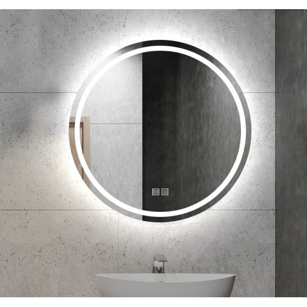 Modern 24in Glass Bathroom Mirror LED Illuminated Smart Anti-Fog Frameless Wall Mounted Touch Switch IP44 Rated for Apartments