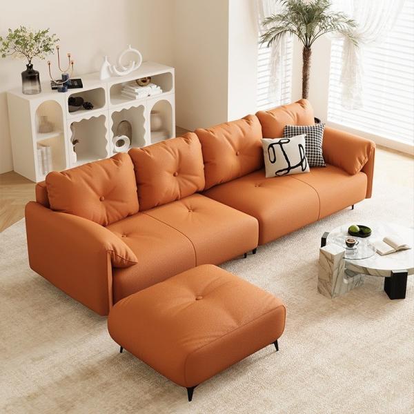 Loveseat 3/4 Seater Sofa Couch, Folding Bed Large Capacity with Wood Legs for
