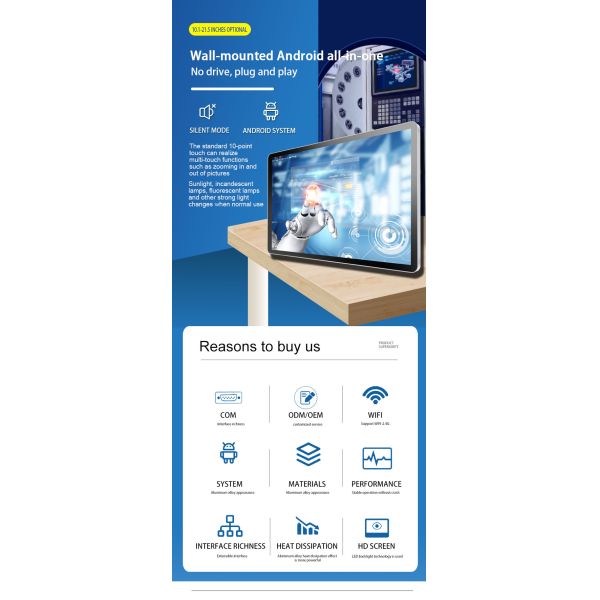13.3'' 15.6'' 18.5'' 21.5'' ABS Open Frame Multi-touch Capacitive HDM1 IP66 Front Industrial Monitor With IPS LCD 2k