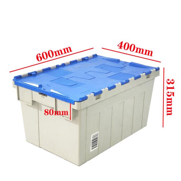 Solid Box Style FIRST 600*400*315mm Moving Storage Nestable and Stackable Plastic Crate with Lid