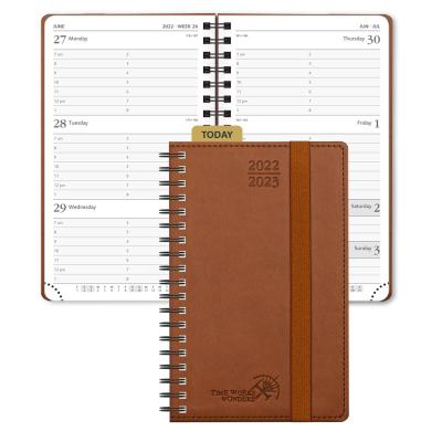 Fechamento acadêmico amigável Softcover espiral do elástico de Brown do planejador de ECO