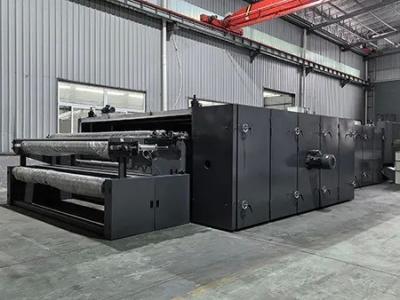 High capacity gas heating hot air double belt oven