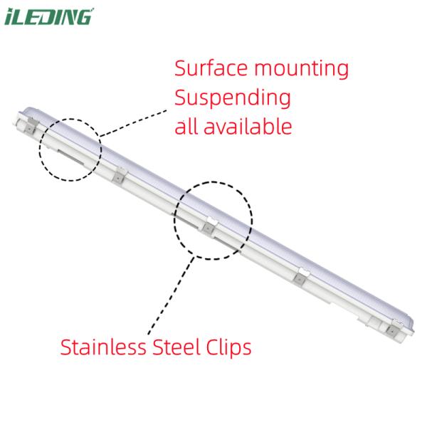 LED Vapor Tight Garage Light Fixture Dimmable IP66 LED Tri-proof Light with CRI Ra 85