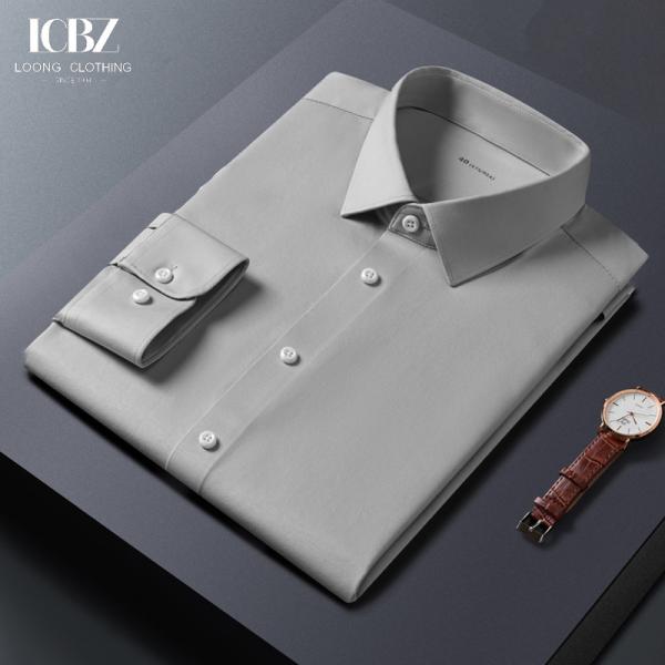 LCBZ Customizado Homens de escritório Usar camisa de vestido Manga cheia Tecido Flexível e elástico
