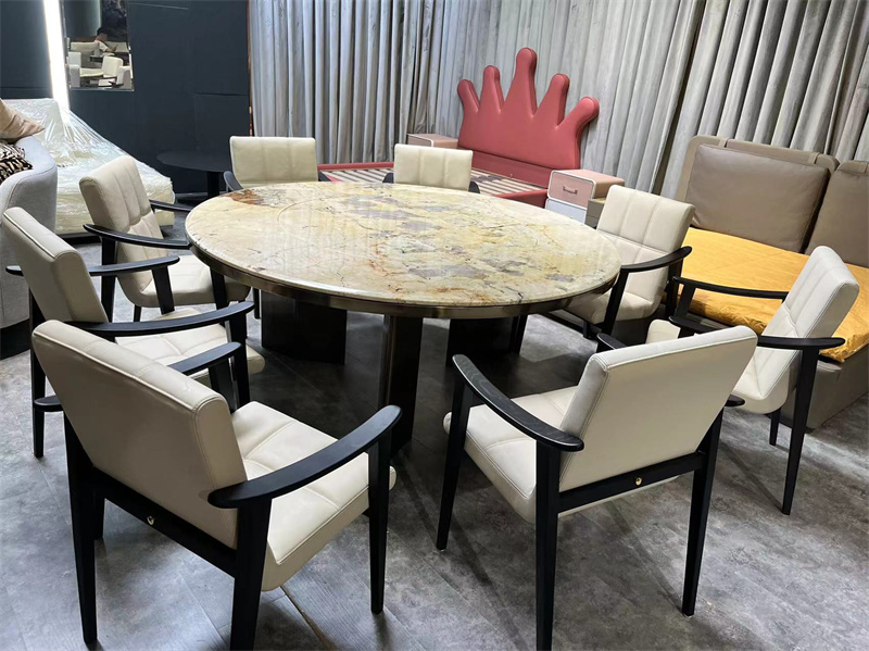 Верхний круглый обеденный стол мрамора кухни современный роскошный установил 6