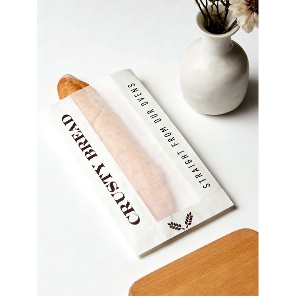 Bulk Flat Bottom White Paper Bread Bag Packaging For Loaf Bread Customized Bakery Bag Food Bag