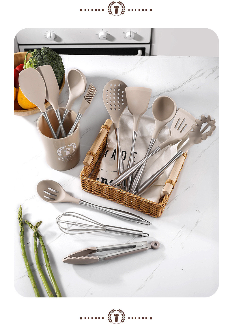 Силиконовые кухонные принадлежности набор с держателем Силиконовые кухонные принадлежности набор для Nonstick кухонные принадлежности Кухонные принадлежности набор