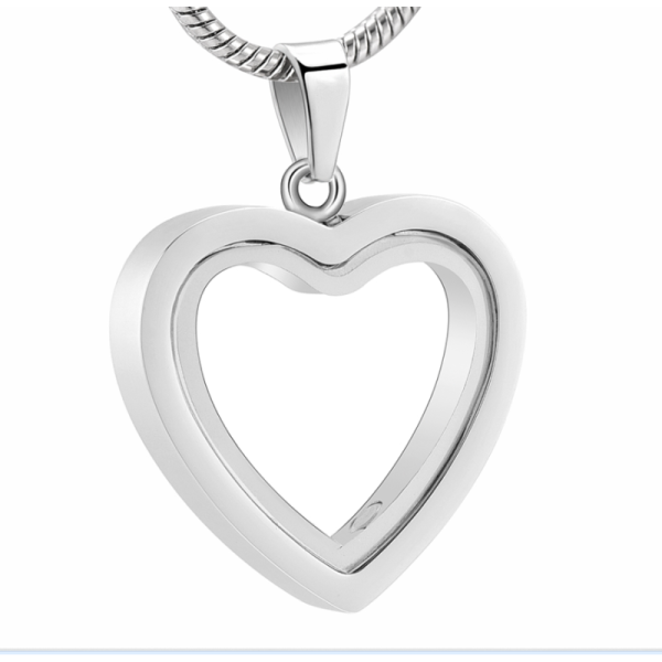 Stainless Steel Heart Shape Cremation Pendant Necklace for Ashes/Hair Keepsake
