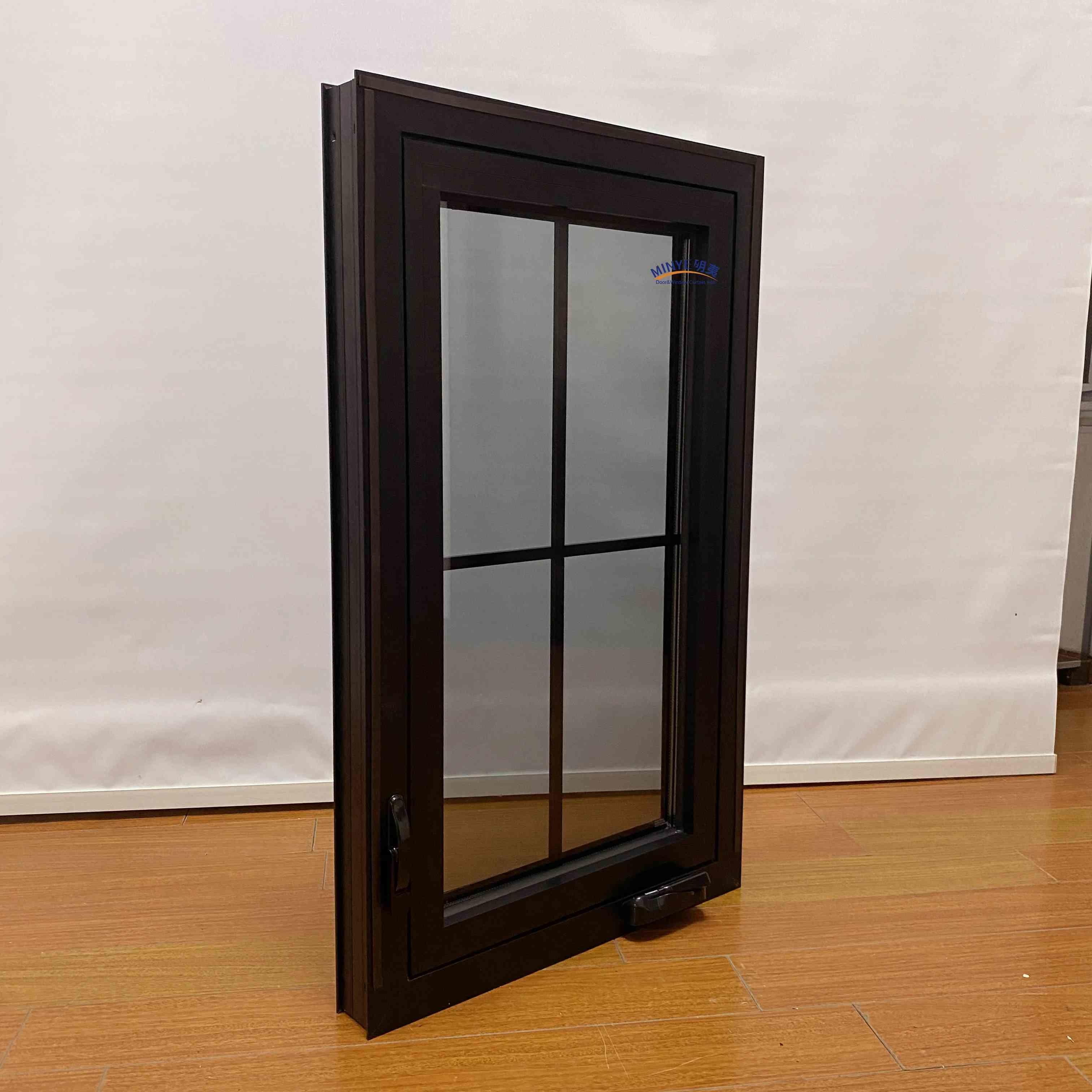 Casement d'aluminium de style américain à commande de manivelle de fenêtre Casement d'aluminium stratifié