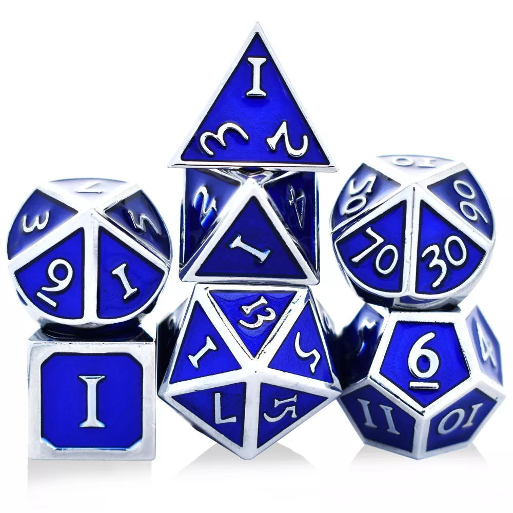 Zinc Alloy Metal Dice Set with Custom Logo and Sharp Edge for DND RPG Games