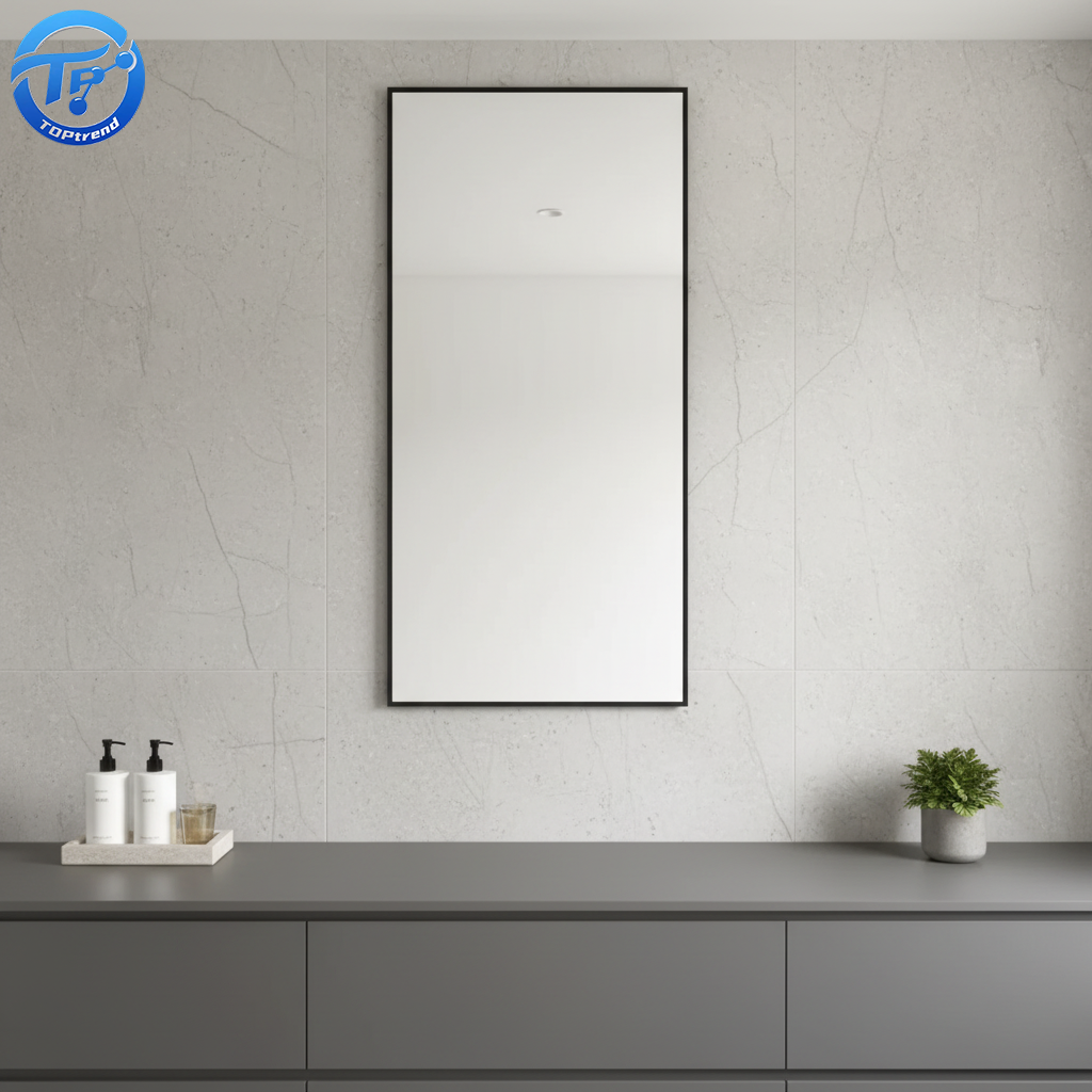 Rectangular Acrylic Mirror with Black Metal Frame Bathroom Vanity Wall Mirror