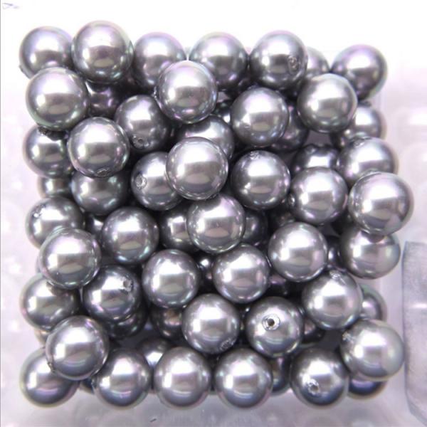 High Quality Round Shape 14mm Gray Half Hole Shell Pearl Loose Bead for DIY Handcraft