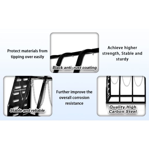 4 Slot Vertical Bar Rack High Carbon Steel Anti-Rust Adjustable Chain Lock Side Board Stepped-Wedge Anti-Tip Design