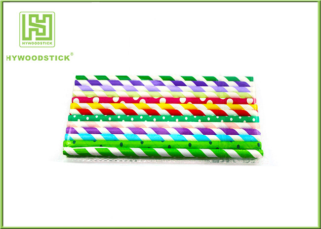 Eco - Friendly Bamboo Paper Straws , Birch Wood Design Green Decorative Paper Straws