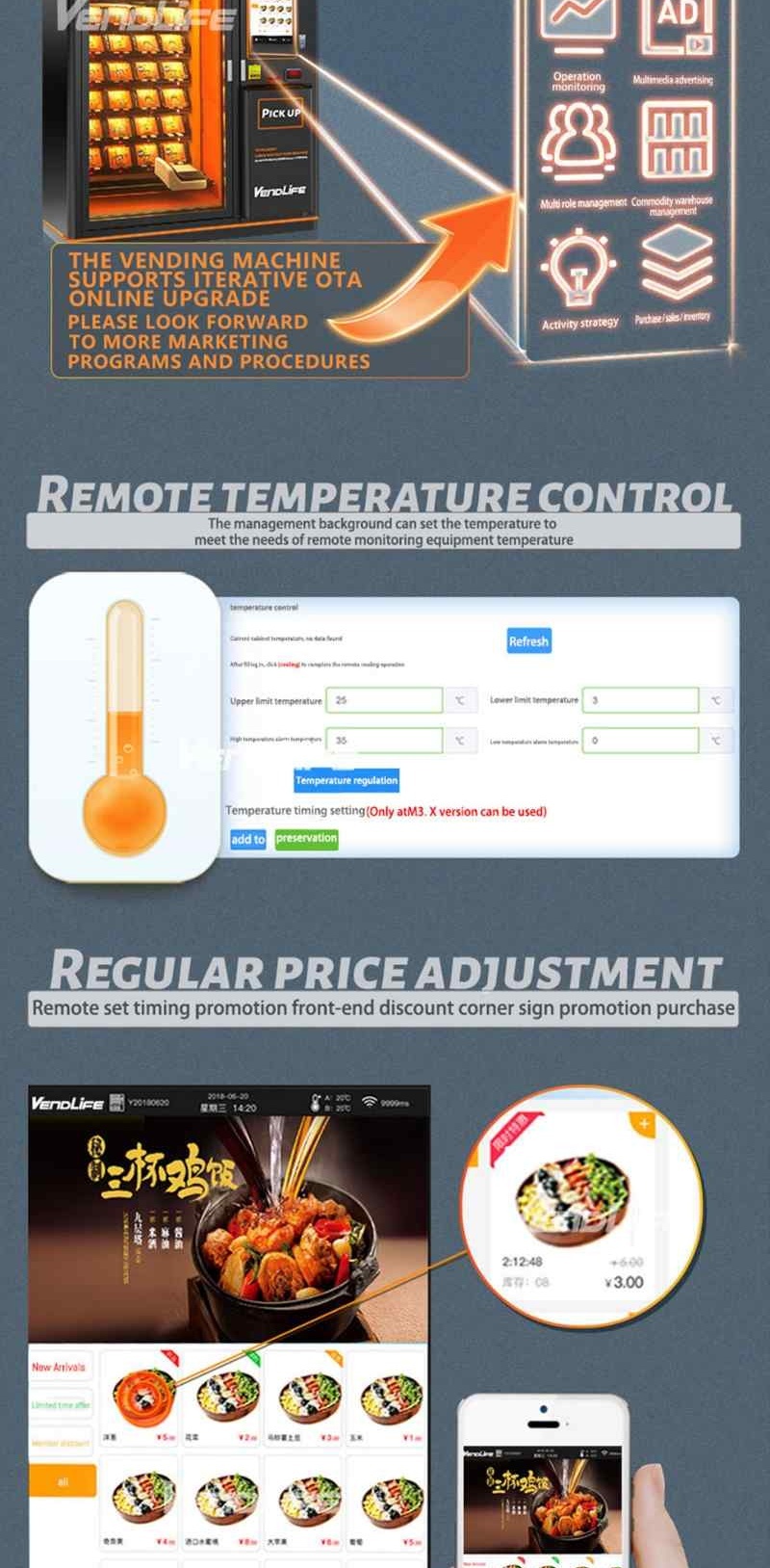 Vendlife mart Bento Vending Machine - Automatic Unmanned Hot Food & Prepared Meal Vendor, Microwave Heating, 32-inch Touch Screen, QR/Card/Cash Payment, for Office, Community, School, Station 24/7