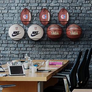 Porta-bolas de aço revestido com pó, montado na parede, armazenamento para futebol e basquete