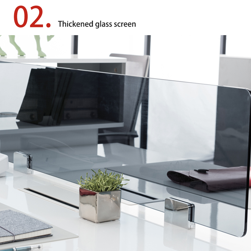 4-person staff desk with storage drawers, white glossy painted office desk