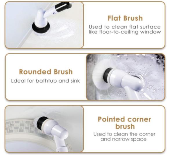 3lb Rechargeable Electric Rotary Brush Cordless Bathroom Scrubber Polypropylene