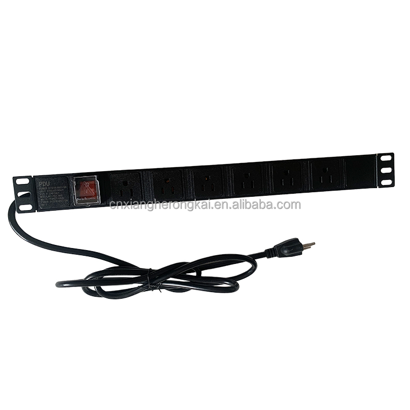 Black 8 Ways 20A Double-Break Switch American Standard Power Socket PDU for Server Room