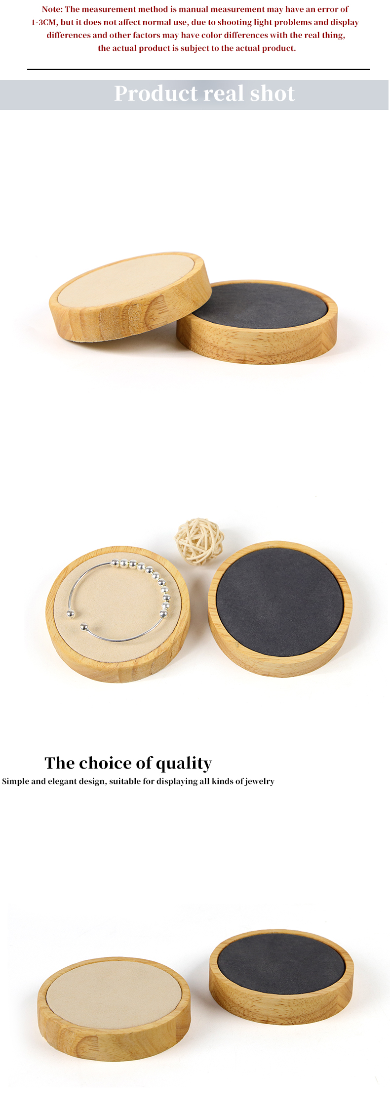 Soft Velvet Lining Wooden Jewelry Display Plate Single Slot For Ear Ring Pendant