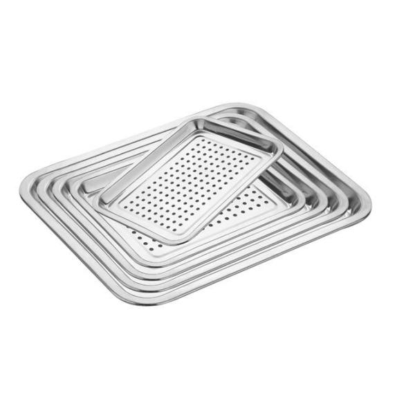 Food Grade Perforated Baking Tray Stainless Steel Material With Round Hole