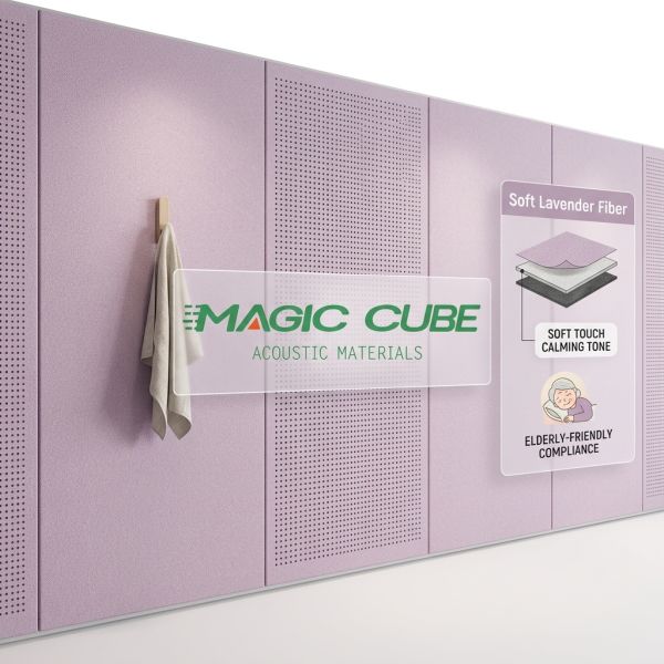 Polyester Fiber Acoustic Panel 600x600mm 15mm Sound Absorbing Wall Board for Elderly Care Interior Decoration