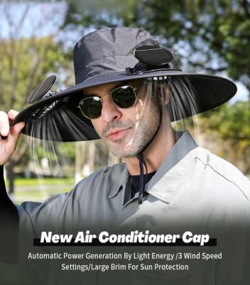 Hot Sell Outdoor Sun Protection Fishing Hiking Send Father's Day Gifts Solar Powered Cooling Fan Hat for Wide Brim Bucket Hat