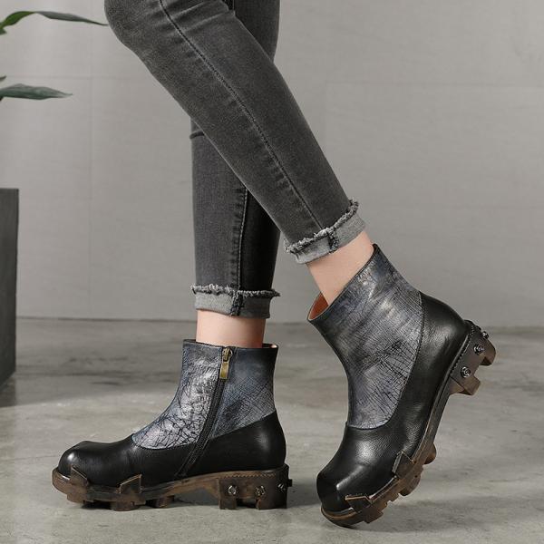 S220 Thick velvet ethnic retro short boots handmade leather original warm women's shoes leather boots wholesale