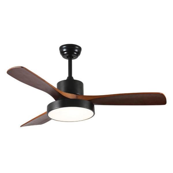 Ventilador de techo decorativo con luz LED y control remoto para interiores, con aspas de madera maciza pequeñas de 35 pulgadas, al por mayor de fábrica