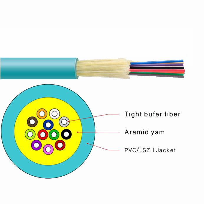 12 Cores Indoor Fiber Optic Cable SM G652D GJFJV In Bundle