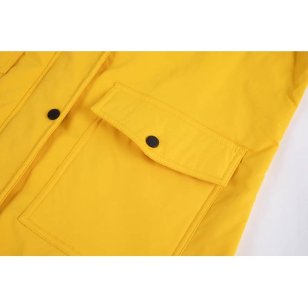 Faux-Sherpa Lined Wind-Resistant Hooded Parka in Sunflower Yellow Winter Jacket