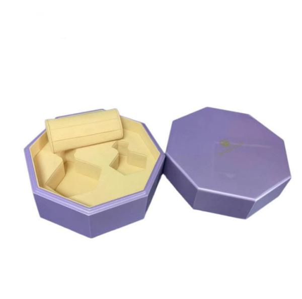 Custom Hexagonal Jewelry Earring Ring Box With High Glossy Lacquer Wood Jewelry Box