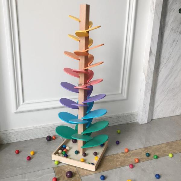 Montessori Educational Toy Blocks Wooden Music Tree with Marble Ball Run Track Game Baby Kids Children Intelligence Wood