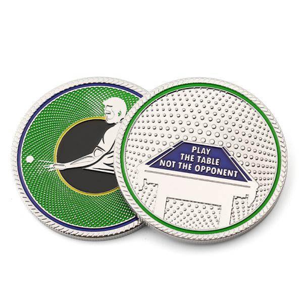 Custom Coins Metal Zinc Alloy Table Sports Challenge Coins Enamel Silver 3D Double Side Snooker Billiards Coins Collections