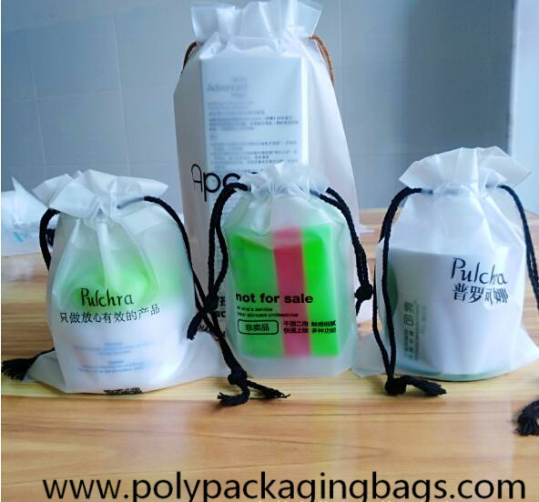 Gravure Printing Frosted CPE Drawstring Storage Bags For Clothing Garment Packaging Bag