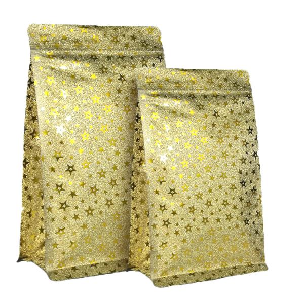 Printed Flat Bottom Coffee Packaging Pouch With Valve Zip Lock