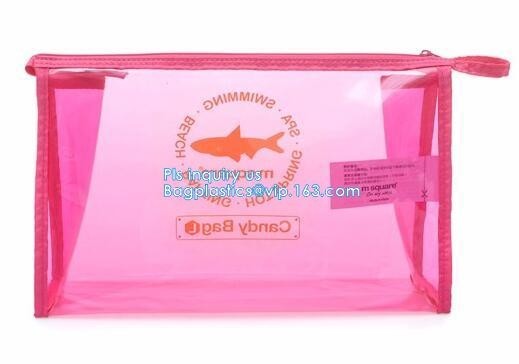 grip slider bags, Stand Up Cosmetic Pouch with Slider Zipper Closure, PVC HEAT SEALED BAG WITH SLIDER ZIPPER