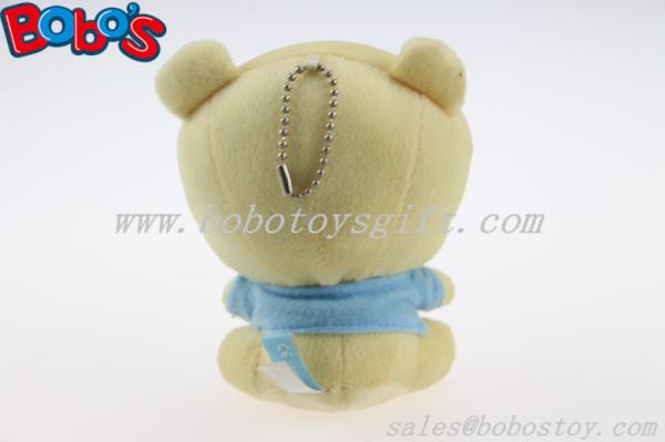 4 Mini Plush Baby Pooh Bear Keychain With Blue T-shirt