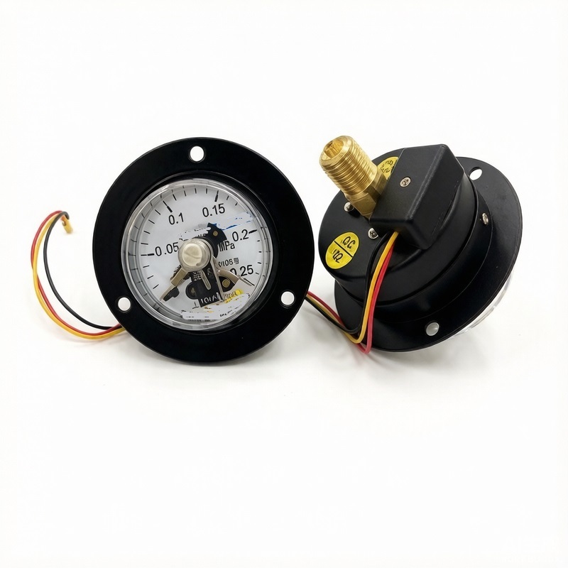 60mm Axial Flange Electric Contact Pressure Gauge -0.05~0.25 MPa 10VA Dry‑Type