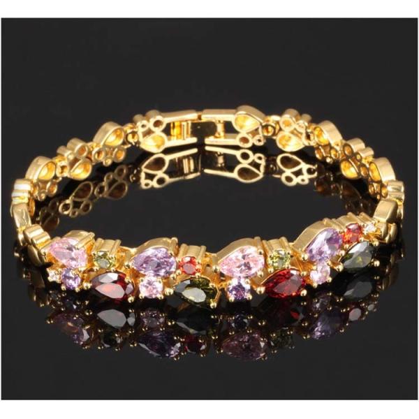 Gorgeous Cubic Zirconia Bracelet for Women Gold Plated Tennis  Bracelet (JKS950GOLD)